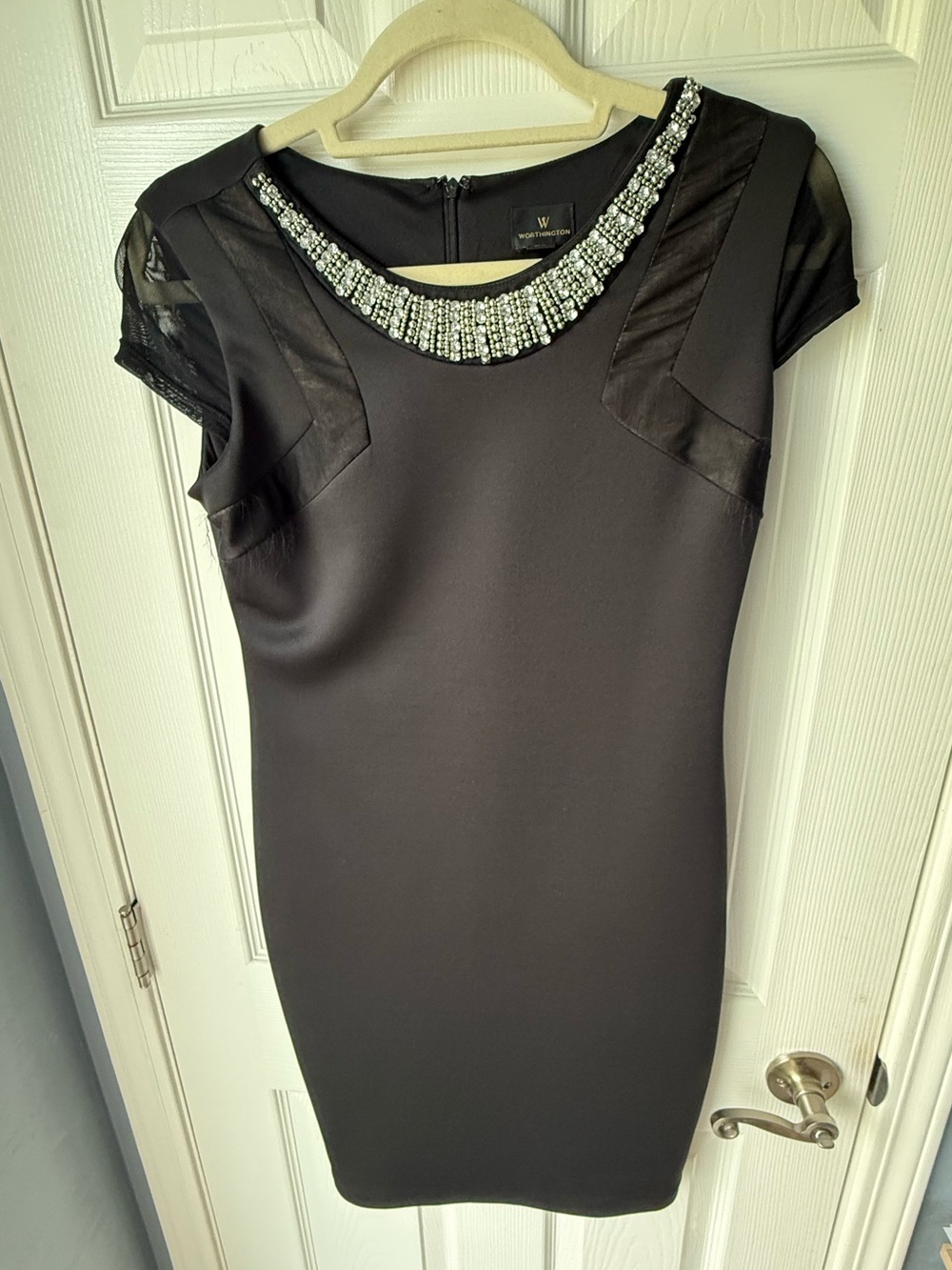 Worthington Black Embellished Neck Sheath Dress size 4